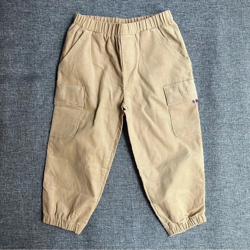 NWT Tommy Hilfiger Girls 2 Piece Set Pink Plaid Top Corduroy Khaki Pants 2T